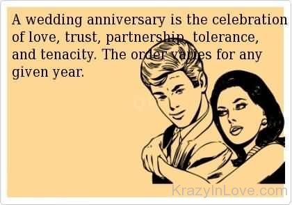 A Wedding Anniversary Is The Celebration Of Love,Trust,Partnership Tolerance